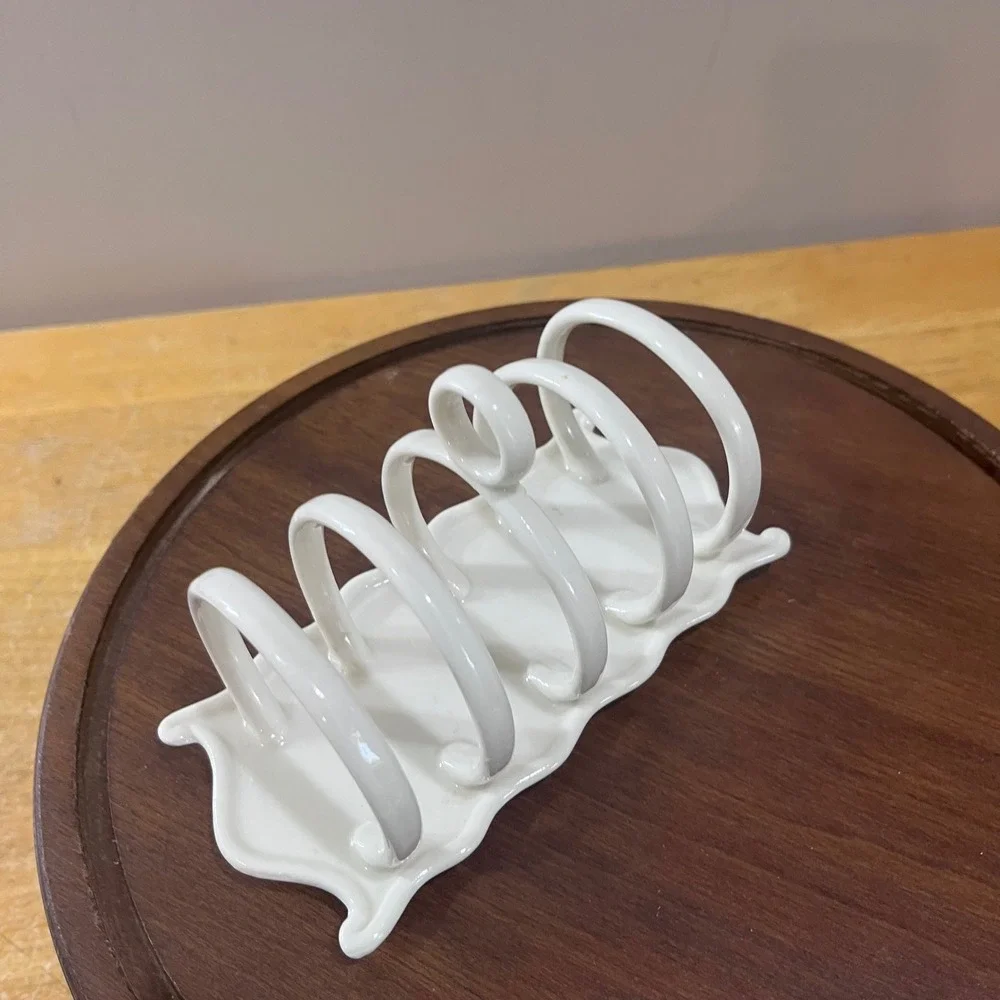 I. Godinger & Co. White Ceramic Toast Rack 5 Slot Letter Sorter Vtg Farmhouse‎